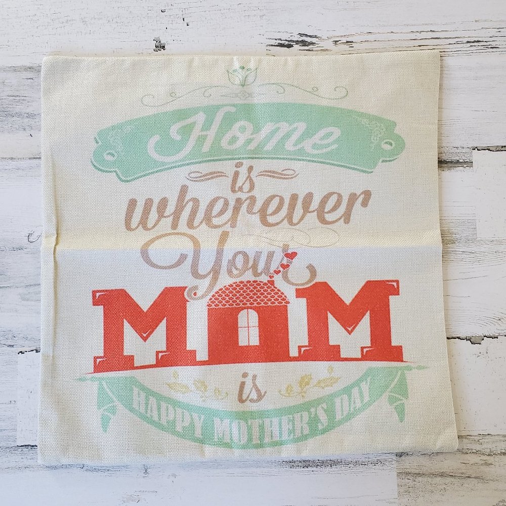 Burlap Mother's day Throw Pillow Cover NEW